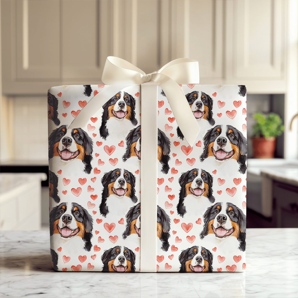 Bernese Mountain Dog Valentine - Wrapping Paper - Aspen & Arlo