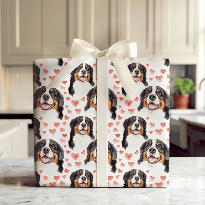 Bernese Mountain Dog Valentine - Wrapping Paper - Aspen & Arlo