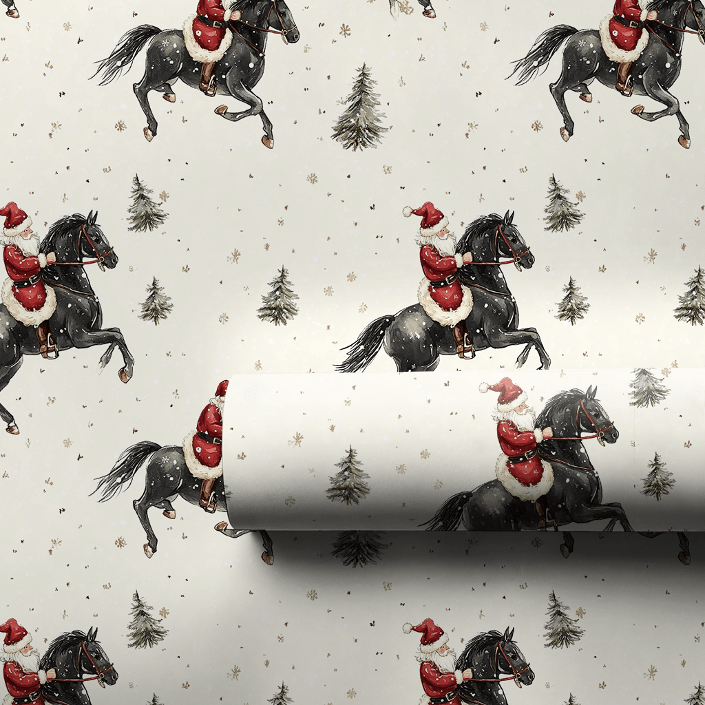 Holly Hooves Santa - Wrapping Paper - Aspen & Arlo
