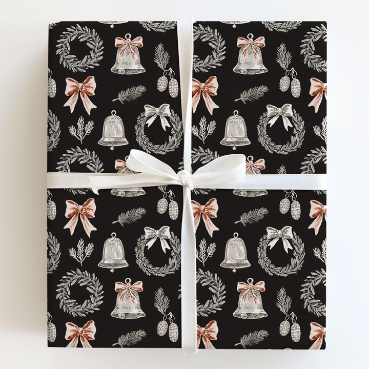 Wreath and Bell Toile - Wrapping Paper - Aspen & Arlo