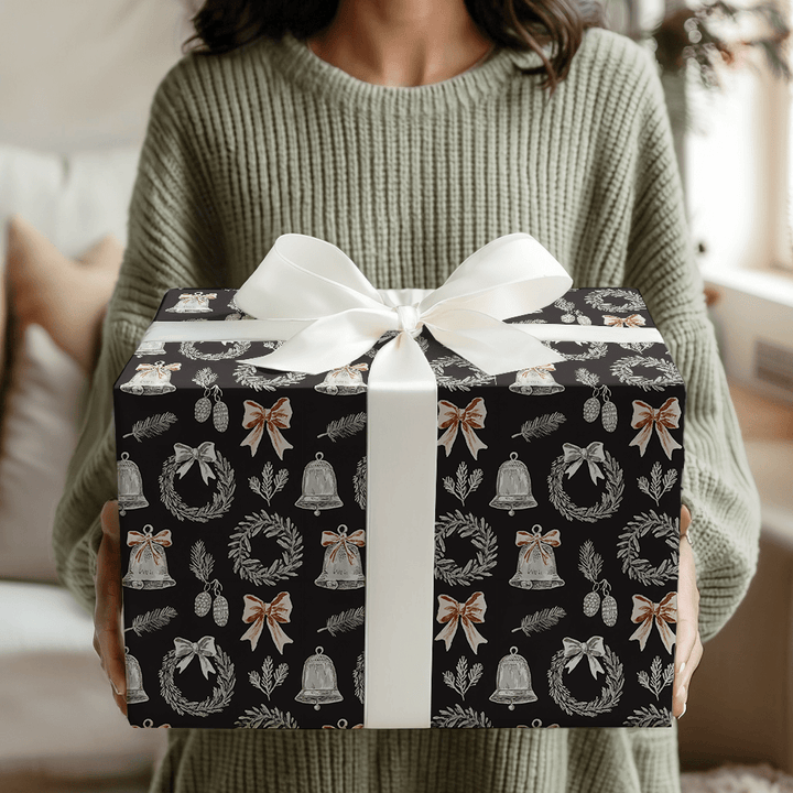 Wreath and Bell Toile - Wrapping Paper - Aspen & Arlo