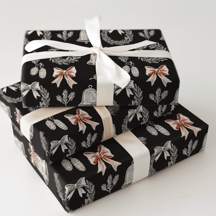 Wreath and Bell Toile - Wrapping Paper - Aspen & Arlo