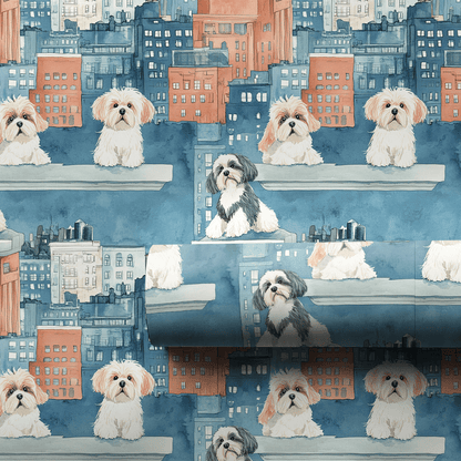City with the Shih Tzu - Wrapping Paper - Aspen & Arlo