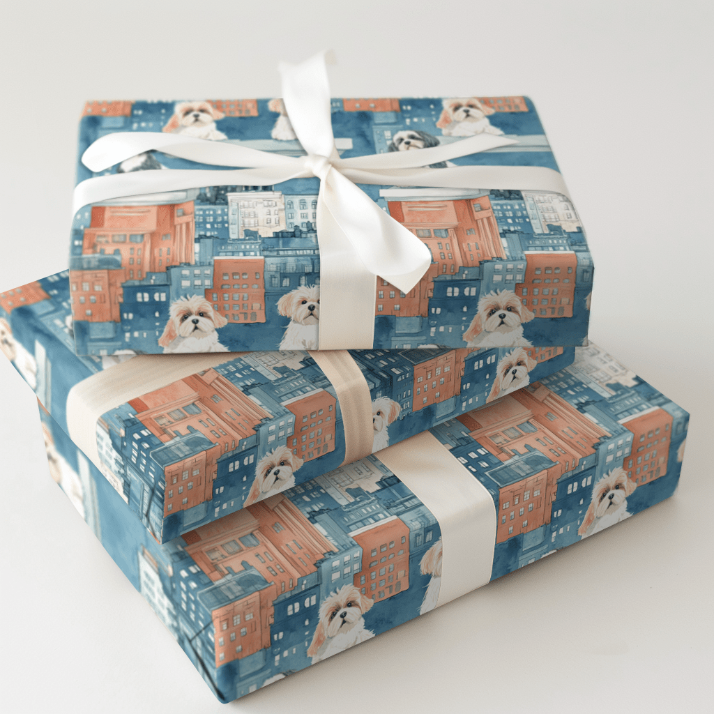 City with the Shih Tzu - Wrapping Paper - Aspen & Arlo
