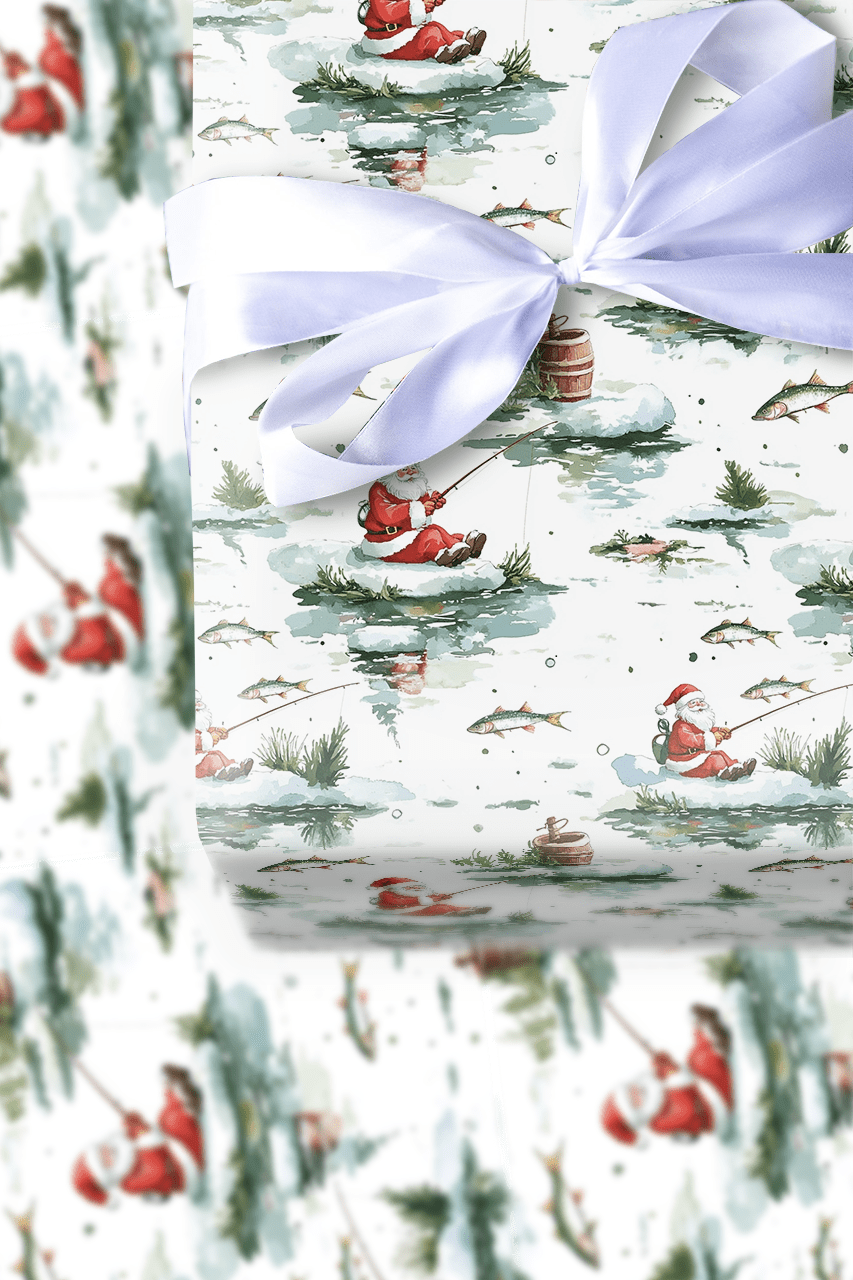 Downstream Santa - Wrapping Paper - Aspen & Arlo