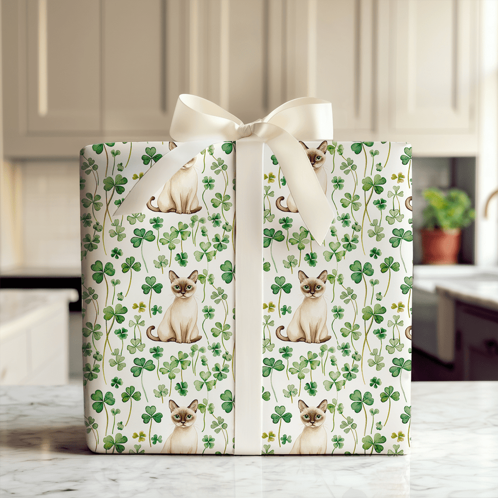Shamrocks with the Burmese - Wrapping Paper - Aspen & Arlo