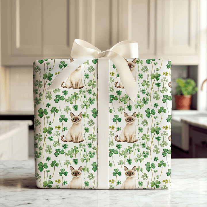 Shamrocks with the Burmese - Wrapping Paper - Aspen & Arlo