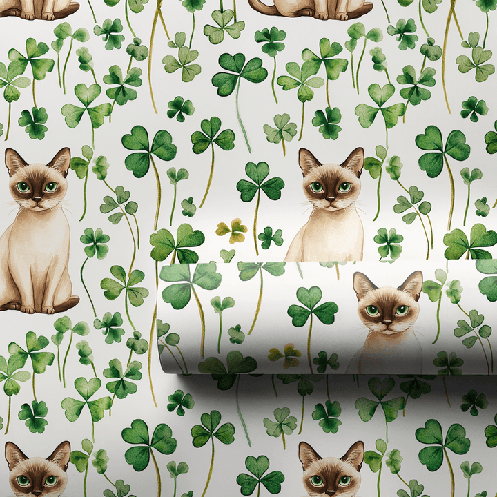 Shamrocks with the Burmese - Wrapping Paper - Aspen & Arlo