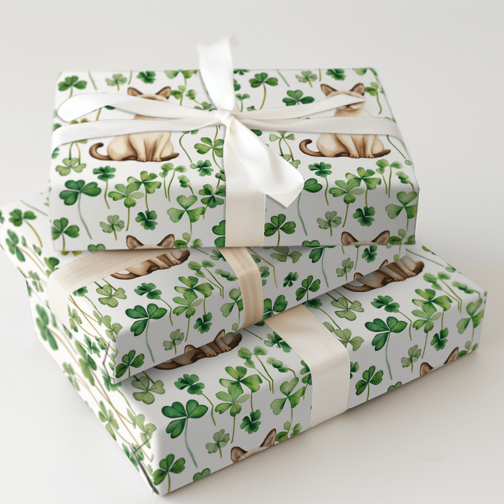 Shamrocks with the Burmese - Wrapping Paper - Aspen & Arlo