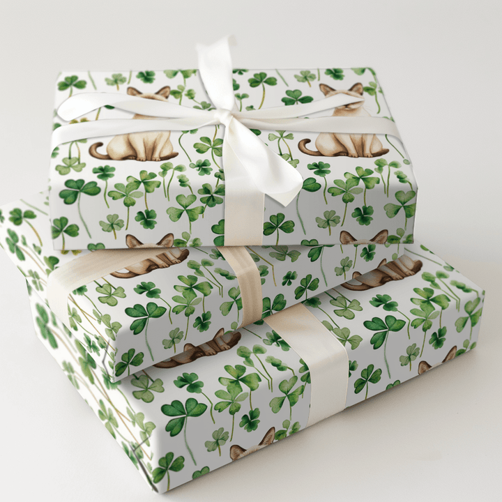 Shamrocks with the Burmese - Wrapping Paper - Aspen & Arlo