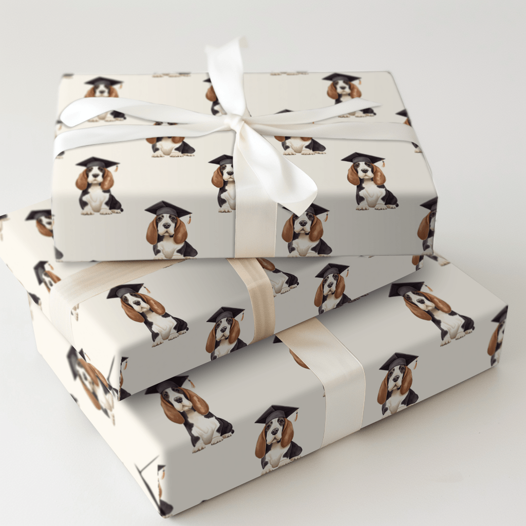 Basset Hound Graduate - Wrapping Paper - Aspen & Arlo