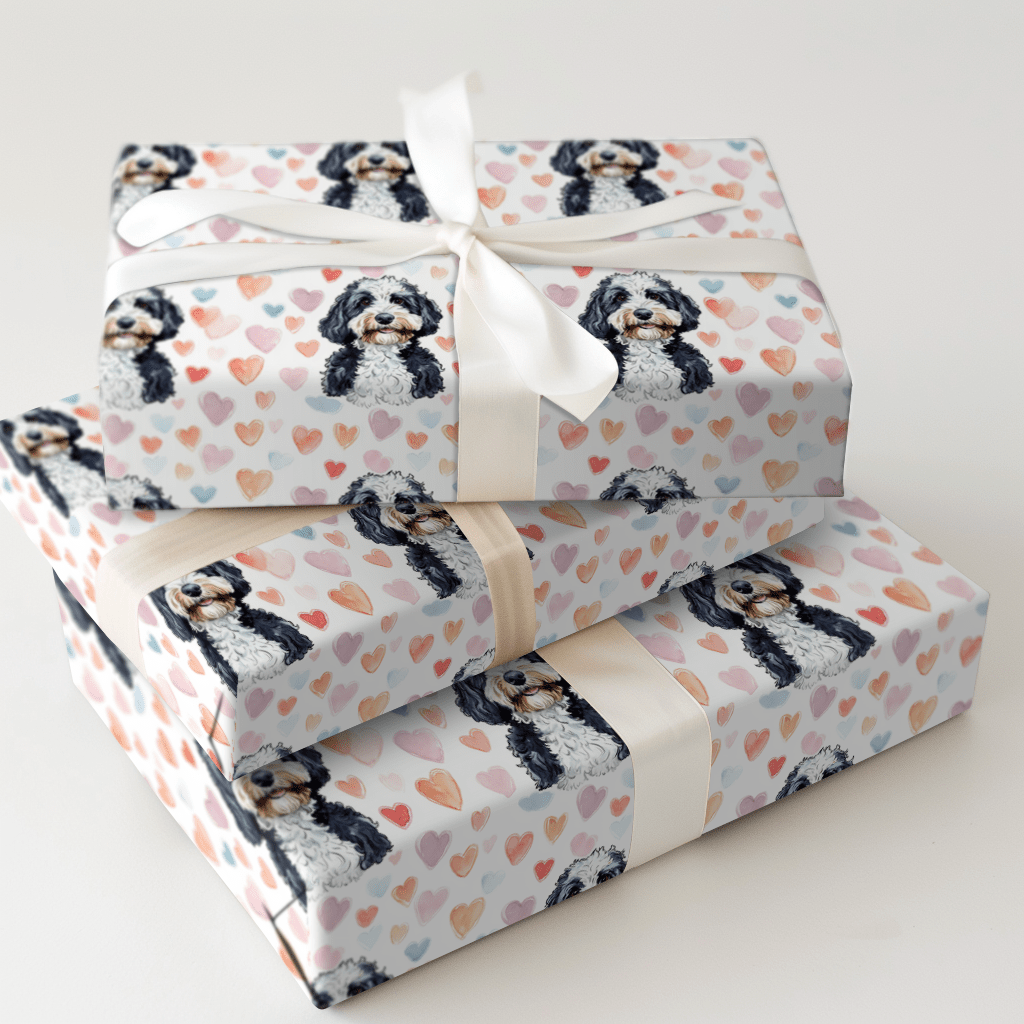Bernedoodle Valentine - Wrapping Paper - Aspen & Arlo