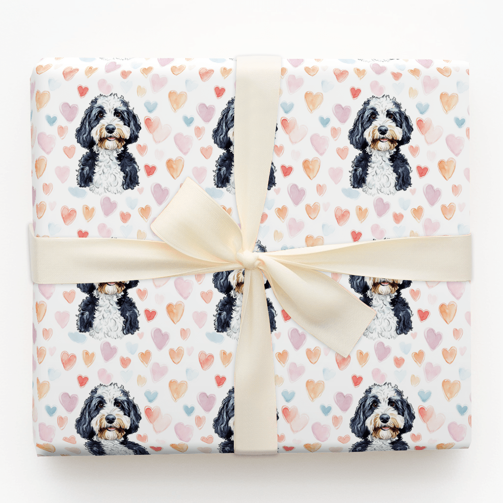 Bernedoodle Valentine - Wrapping Paper - Aspen & Arlo
