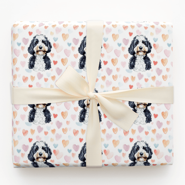 Bernedoodle Valentine - Wrapping Paper - Aspen & Arlo