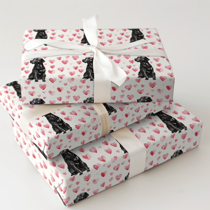 Black Lab Valentine - Wrapping Paper - Aspen & Arlo