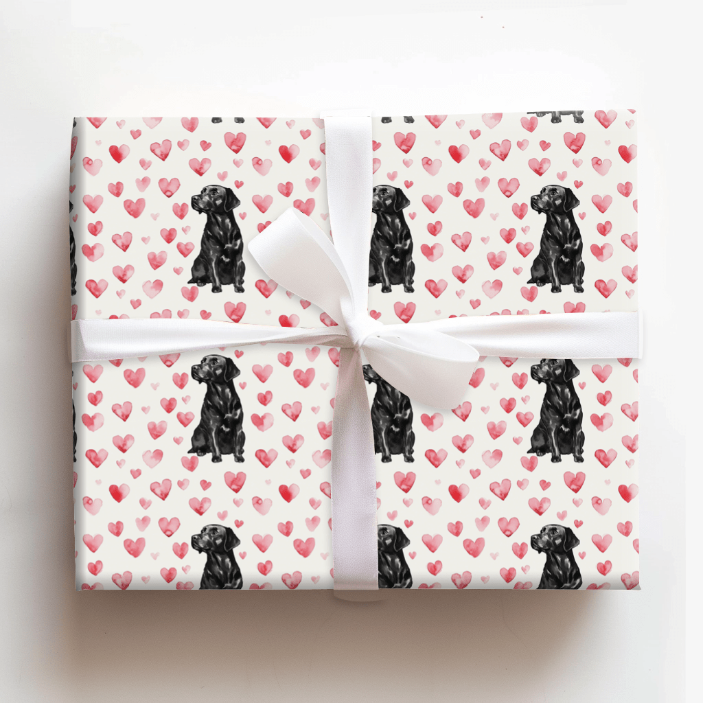 Black Lab Valentine - Wrapping Paper - Aspen & Arlo