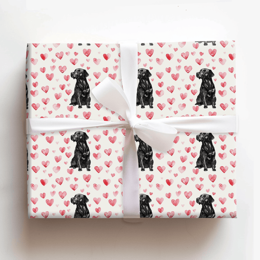 Black Lab Valentine - Wrapping Paper - Aspen & Arlo