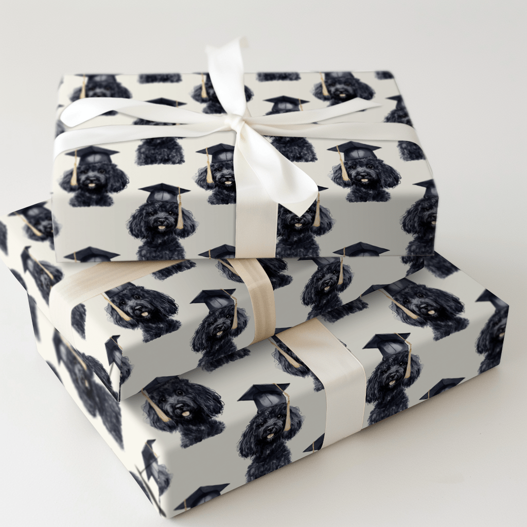Black Poodle Graduate - Wrapping Paper - Aspen & Arlo