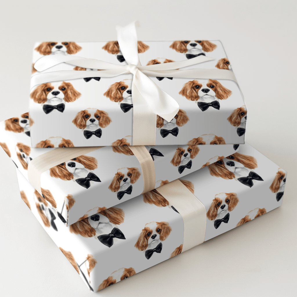 Black Tie with the Cavalier King Charles - Wrapping Paper - Aspen & Arlo