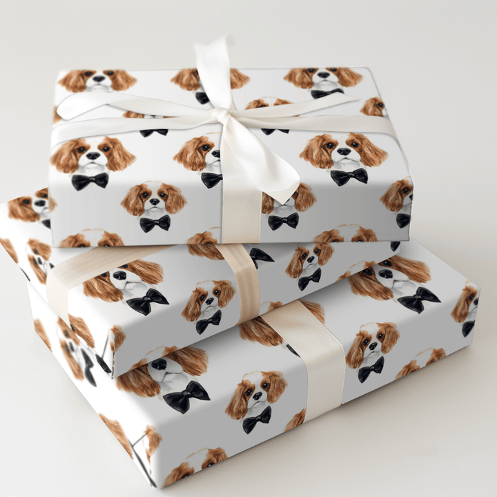 Black Tie with the Cavalier King Charles - Wrapping Paper - Aspen & Arlo