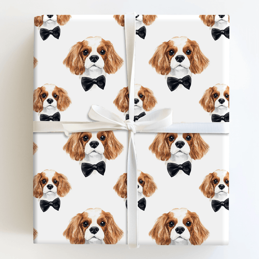 Black Tie with the Cavalier King Charles - Wrapping Paper - Aspen & Arlo