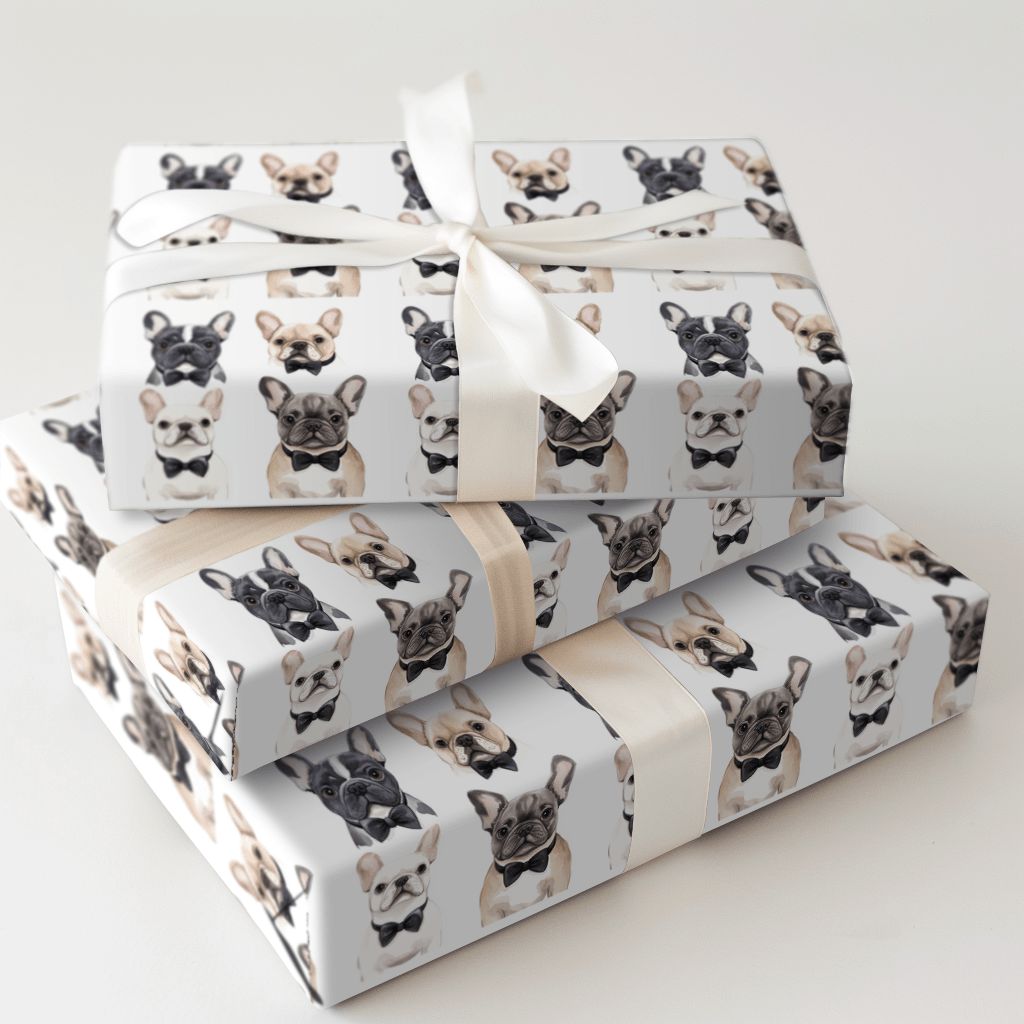 Black Tie with the Frenchies - Wrapping Paper - Aspen & Arlo