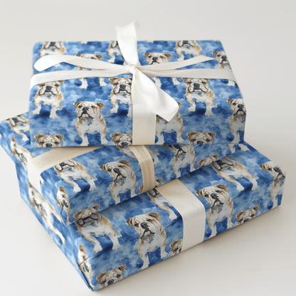 Bulldog Baby Blue - Wrapping Paper - Aspen & Arlo