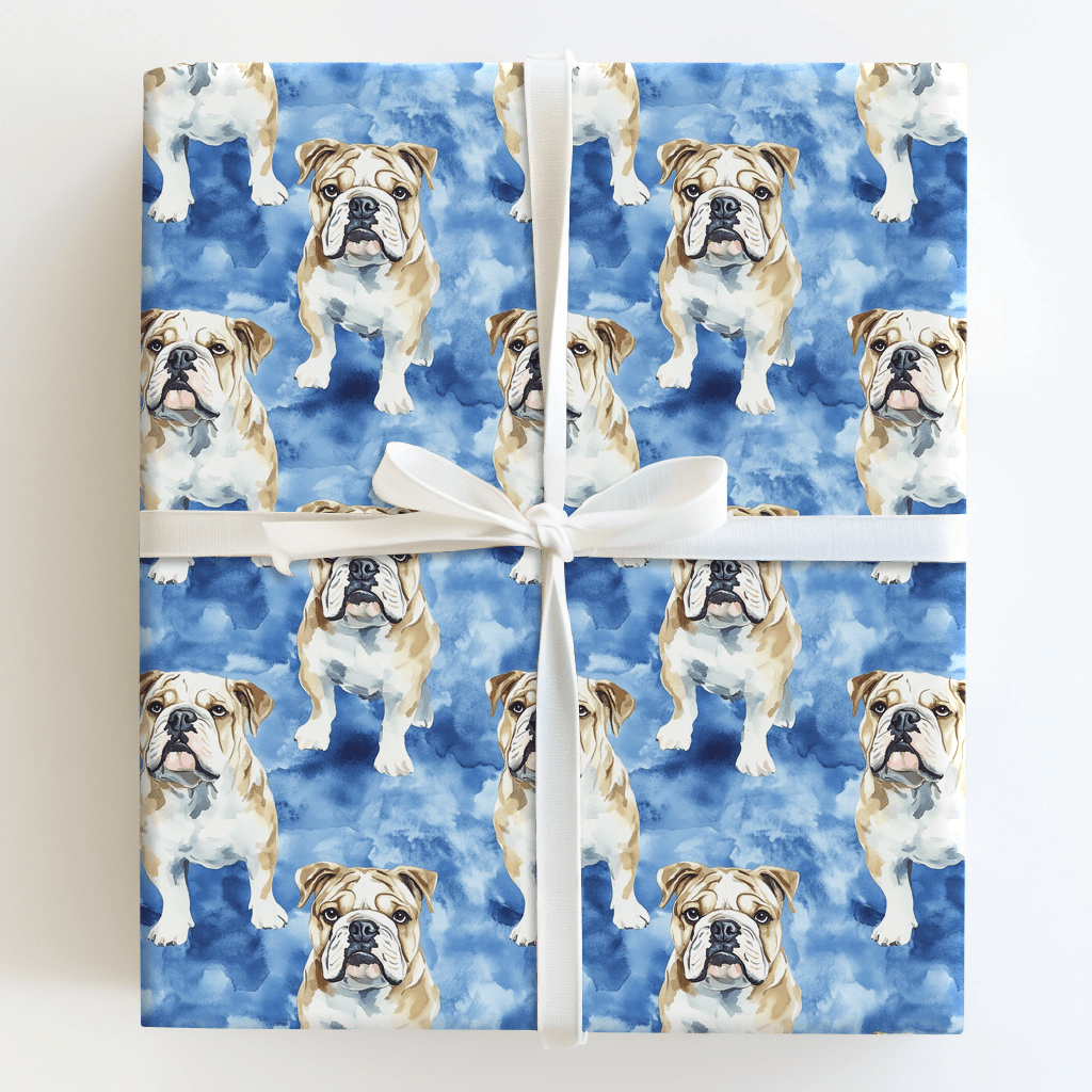 Bulldog Baby Blue - Wrapping Paper - Aspen & Arlo