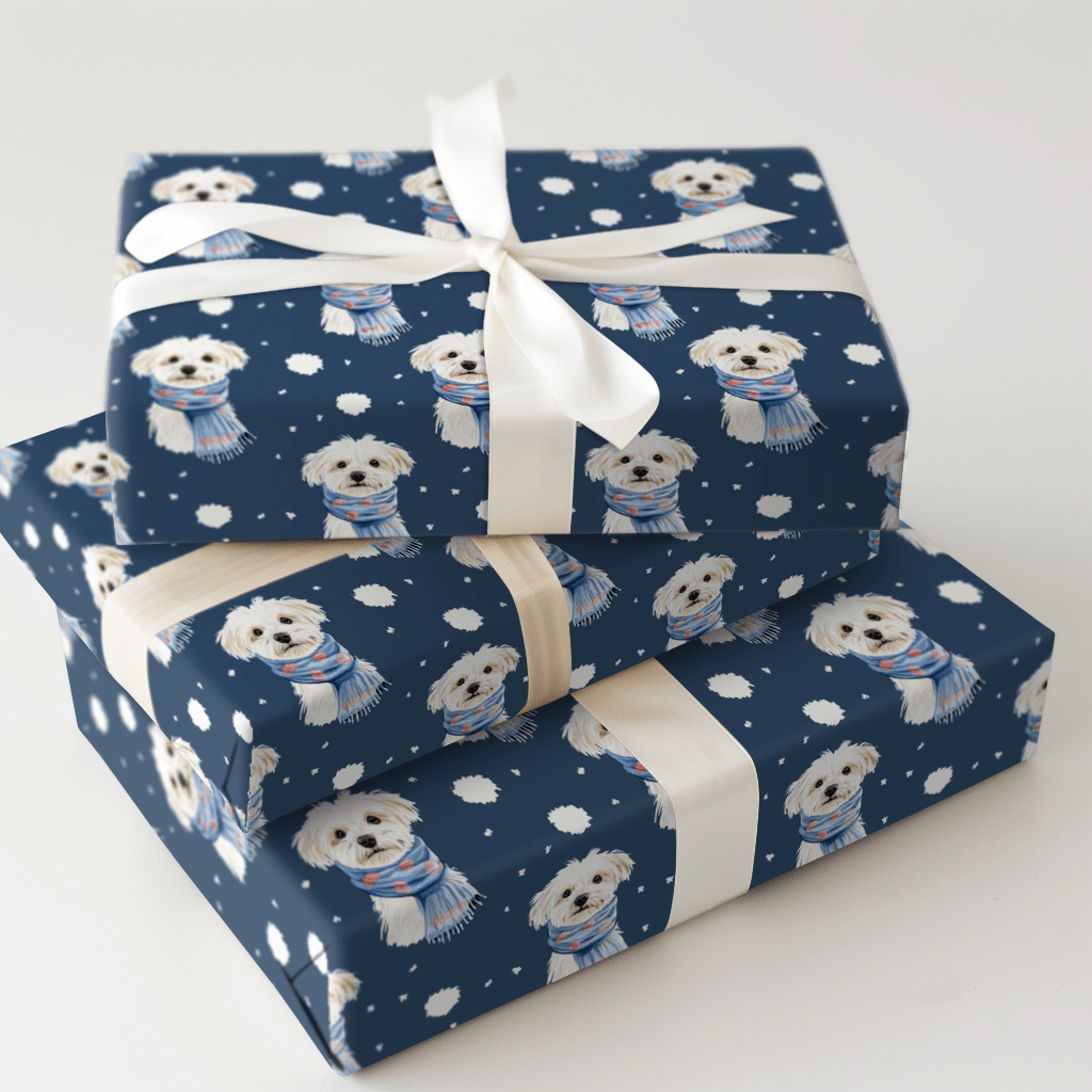 Bundle Up with the Maltese - Wrapping Paper - Aspen & Arlo