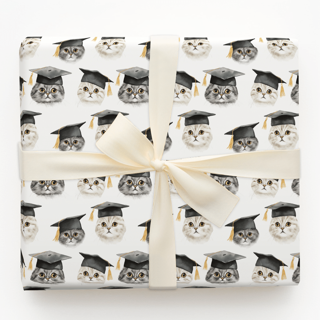 Cats Commencement Wrapping Paper: Cat Graduate Gift Wrap – Aspen & Arlo
