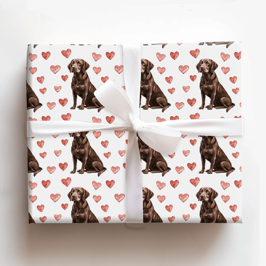 Chocolate Lab Valentine - Wrapping Paper - Aspen & Arlo