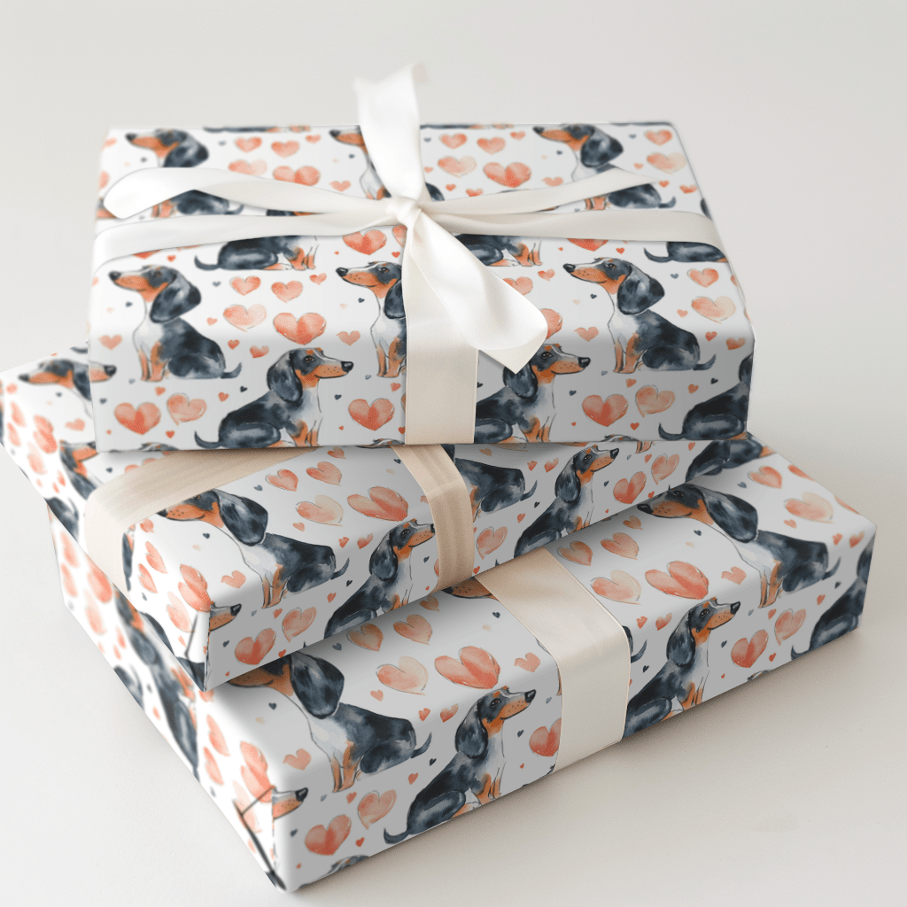 Dachshund Valentine - Wrapping Paper - Aspen & Arlo