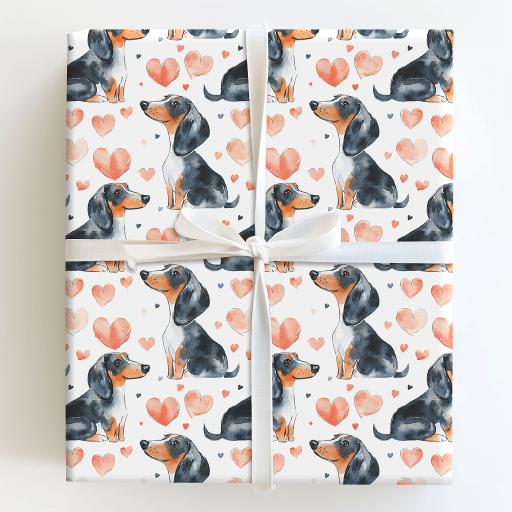 Dachshund Valentine - Wrapping Paper - Aspen & Arlo