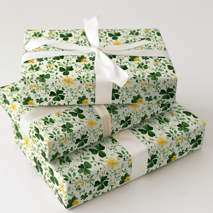 Fields of Lucky Shamrocks - Wrapping Paper - Aspen & Arlo