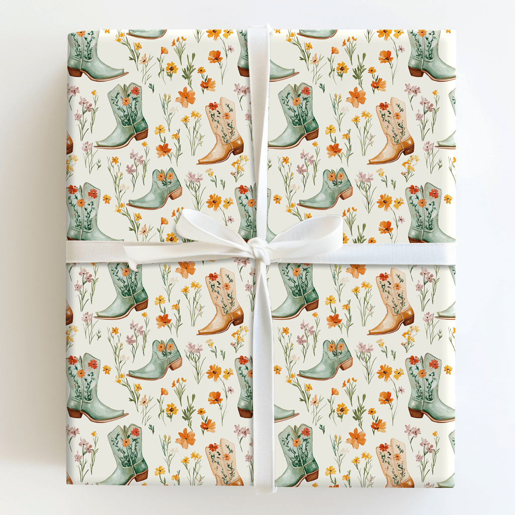 Flowers & Boots - Wrapping Paper - Aspen & Arlo