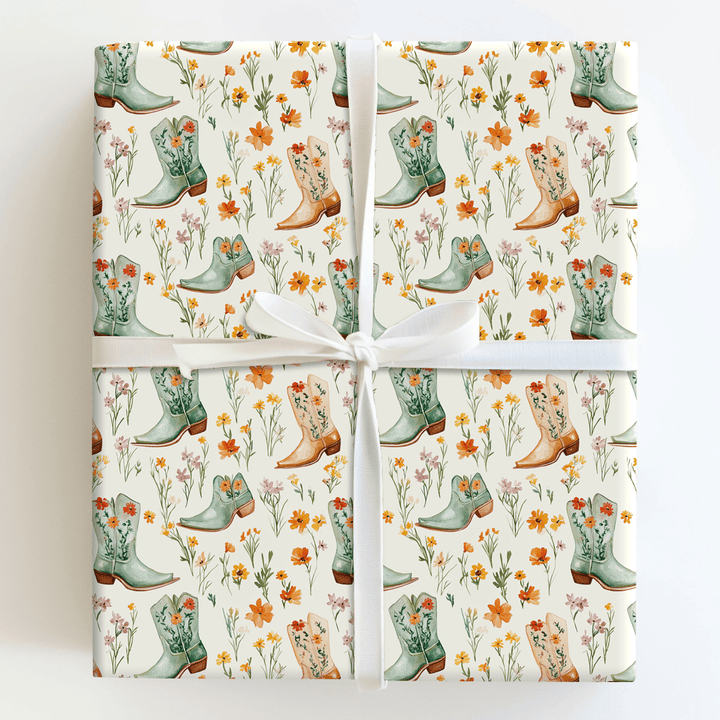 Flowers & Boots - Wrapping Paper - Aspen & Arlo