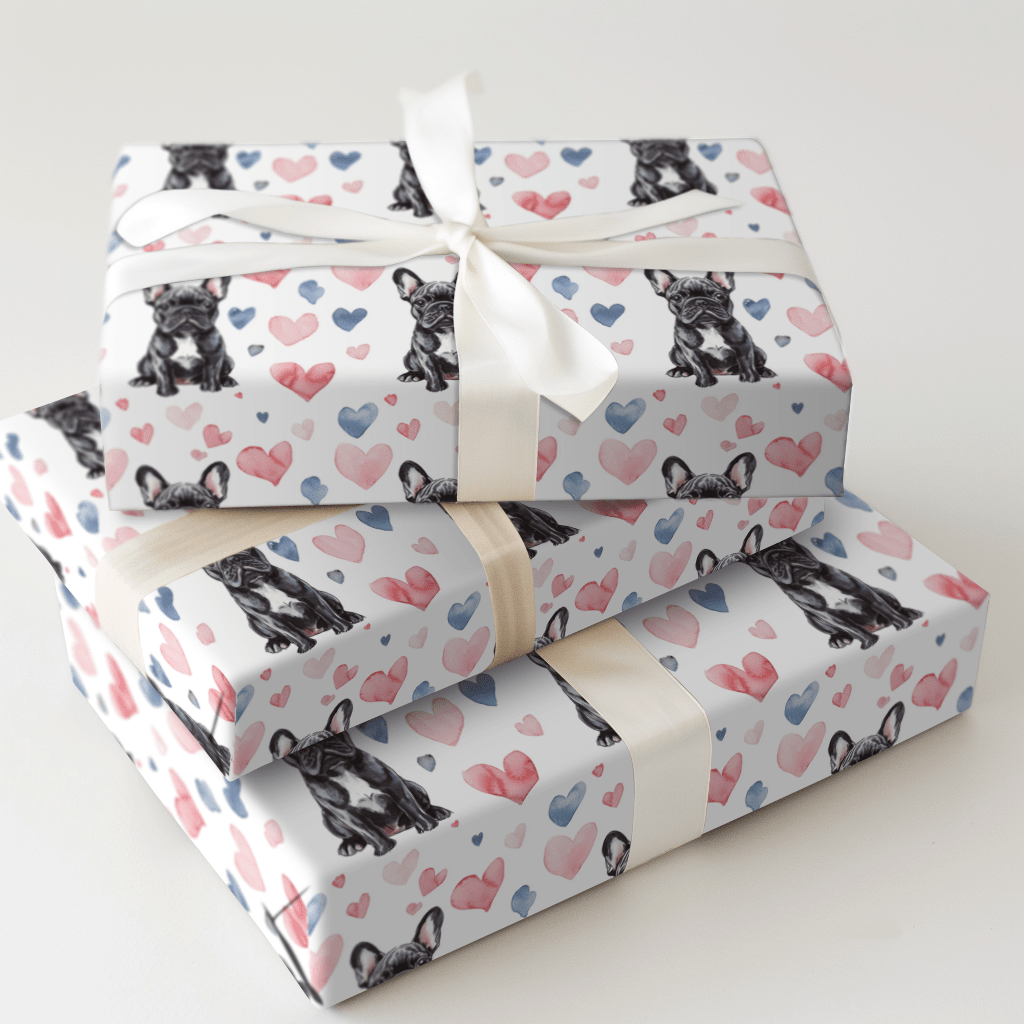 Frenchie Valentine - Wrapping Paper - Aspen & Arlo
