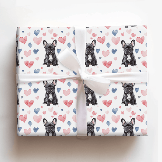 Frenchie Valentine - Wrapping Paper - Aspen & Arlo