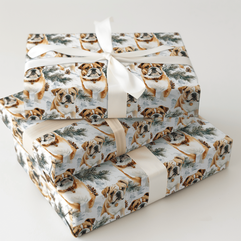 Frosted Bulldog - Wrapping Paper - Aspen & Arlo