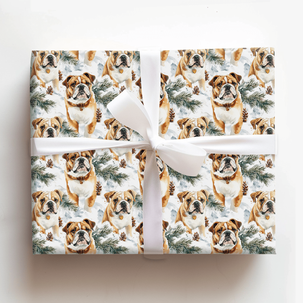 Frosted Bulldog - Wrapping Paper - Aspen & Arlo