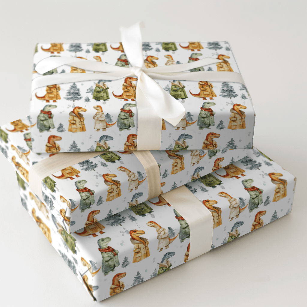 Frosty the Dino - Wrapping Paper - Aspen & Arlo