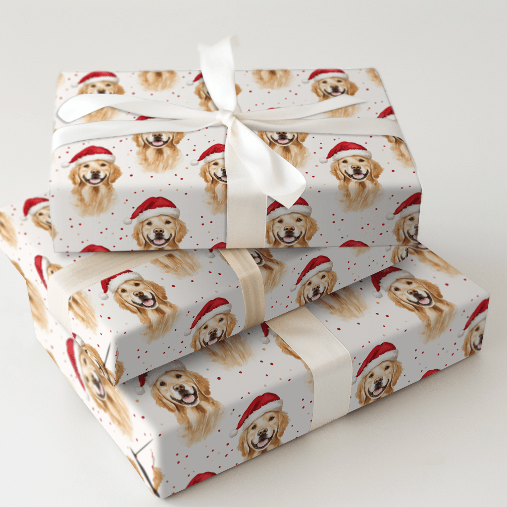 Furry Santa Surprise - Wrapping Paper - Aspen & Arlo