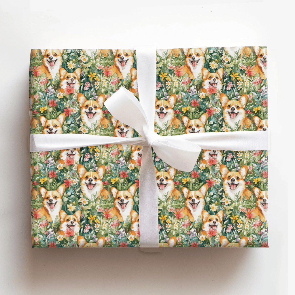 Garden with the Corgi - Wrapping Paper - Aspen & Arlo