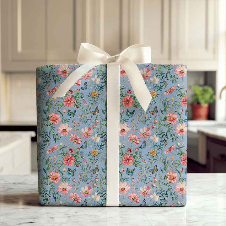 Garden Party Powder Blue - Wrapping Paper - Aspen & Arlo