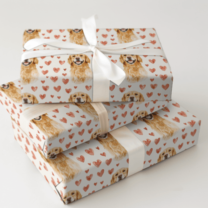 Golden Retriever Valentine - Wrapping Paper - Aspen & Arlo
