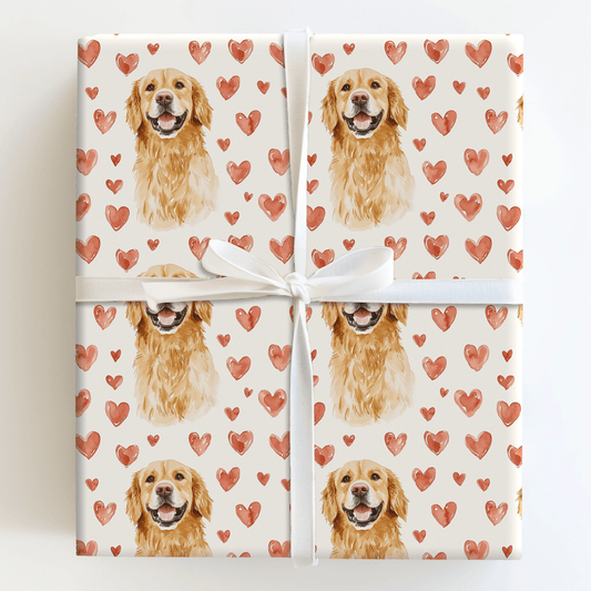 Golden Retriever Valentine - Wrapping Paper - Aspen & Arlo