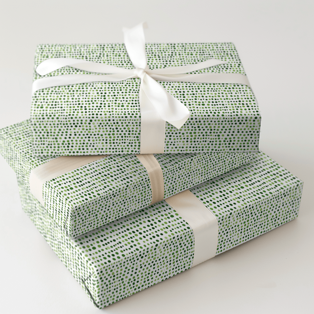 Green Dots Glow - Wrapping Paper - Aspen & Arlo