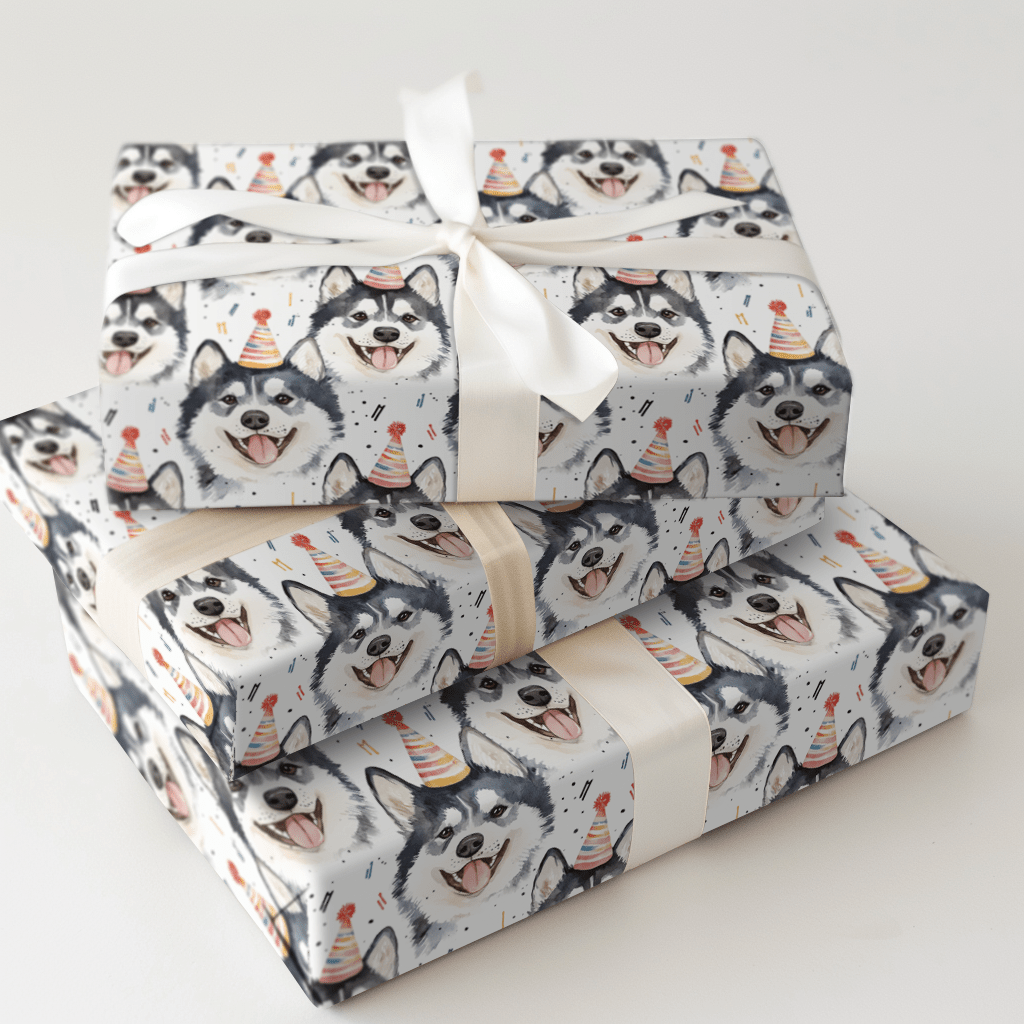 Happy Birthday Husky - Wrapping Paper - Aspen & Arlo