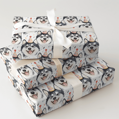 Happy Birthday Husky - Wrapping Paper - Aspen & Arlo