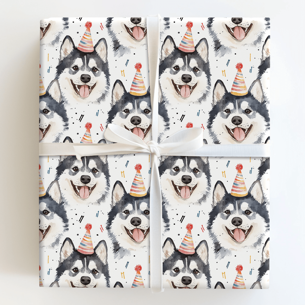 Happy Birthday Husky - Wrapping Paper - Aspen & Arlo